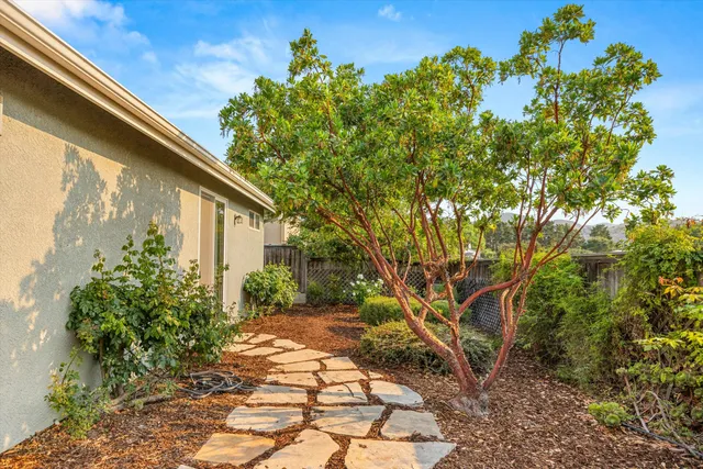 a backyard of a house with lots of green space