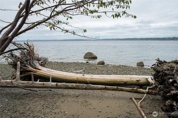 a view of a back yard of the house and lake view