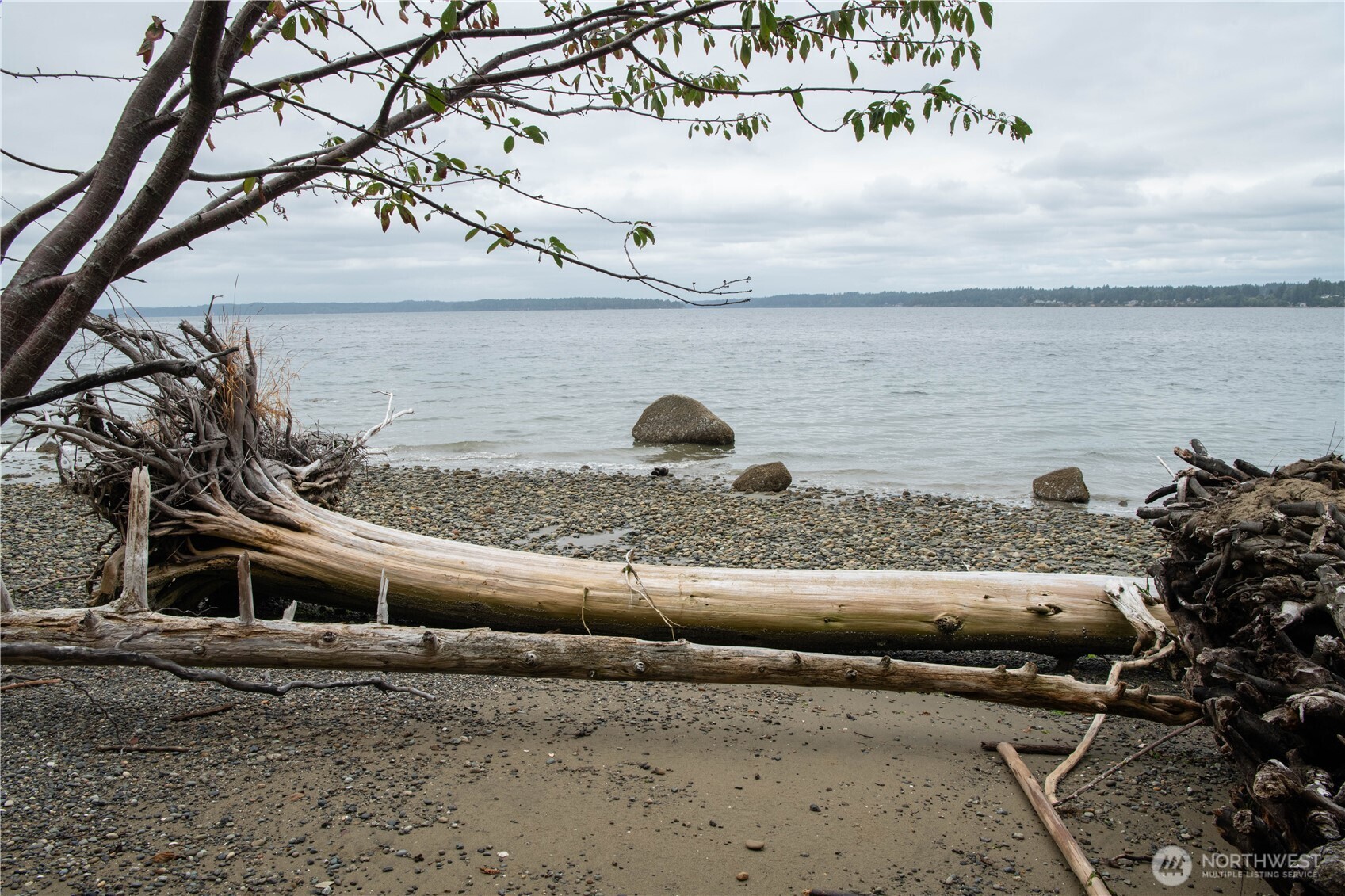 a view of a back yard of the house and lake view