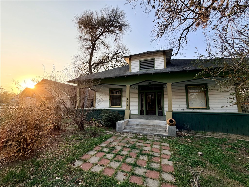 a front view of a house with garden