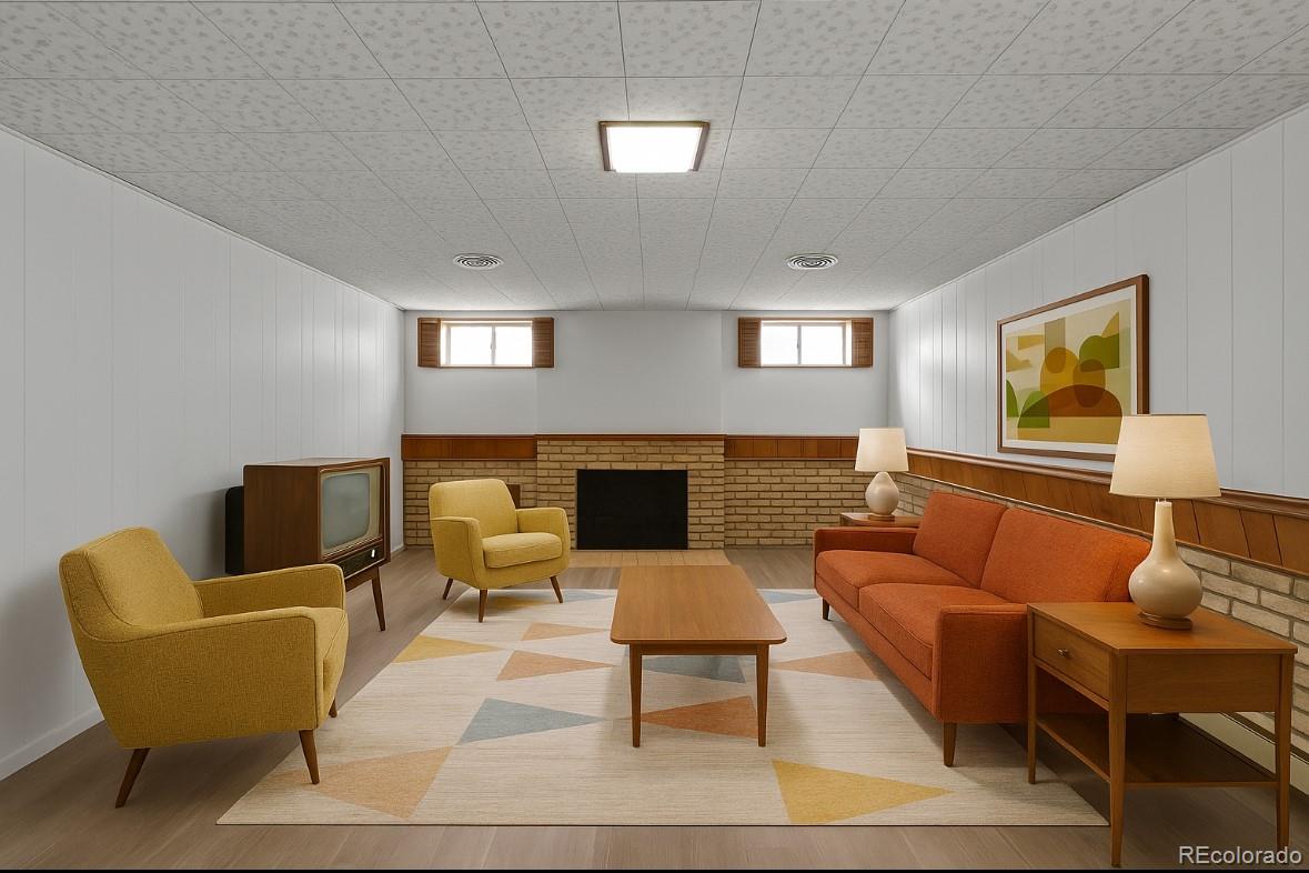 3709 Allison Street Wheat Ridge, CO 80033 - Photo 18 of 44 a living room with furniture a lamp wooden floor and a window