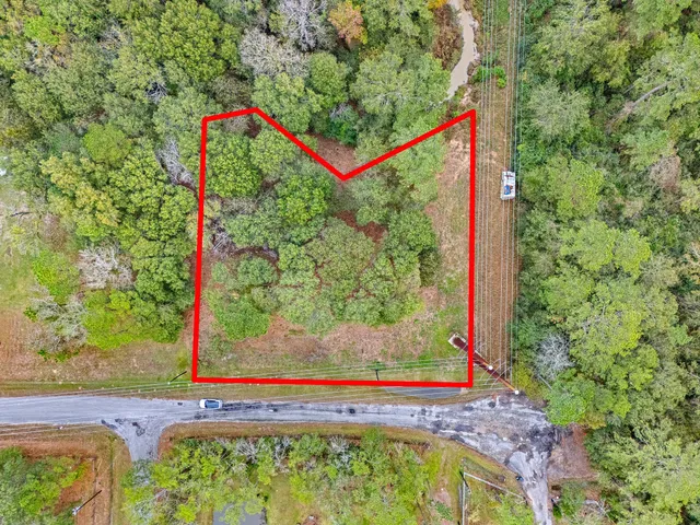 a view of a yard with a street sign