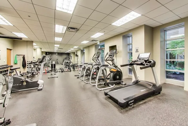 a view of a room with gym equipment