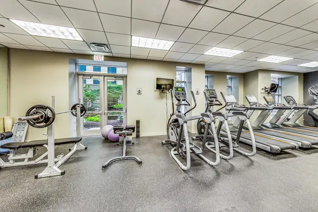 a view of a room with gym equipment