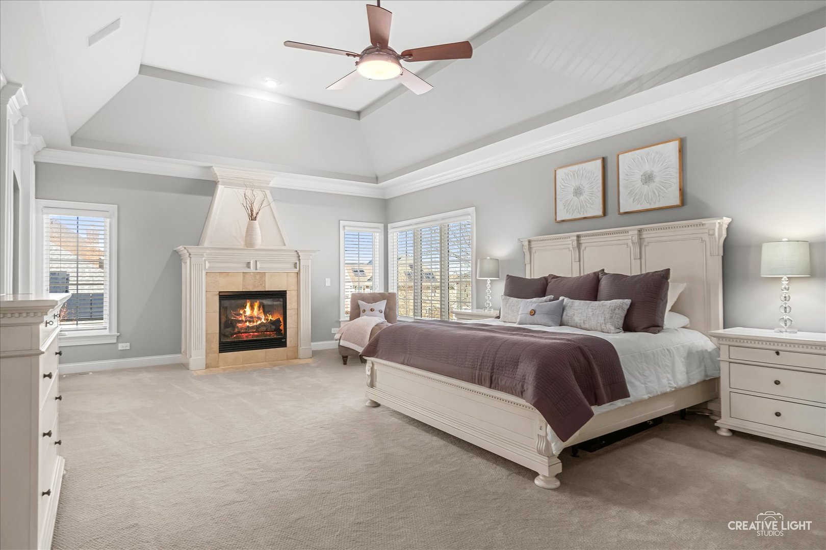 3680 Broadleaf Avenue Elgin, IL 60124 - Photo 22 of 69 a spacious bedroom with a bed and a fireplace