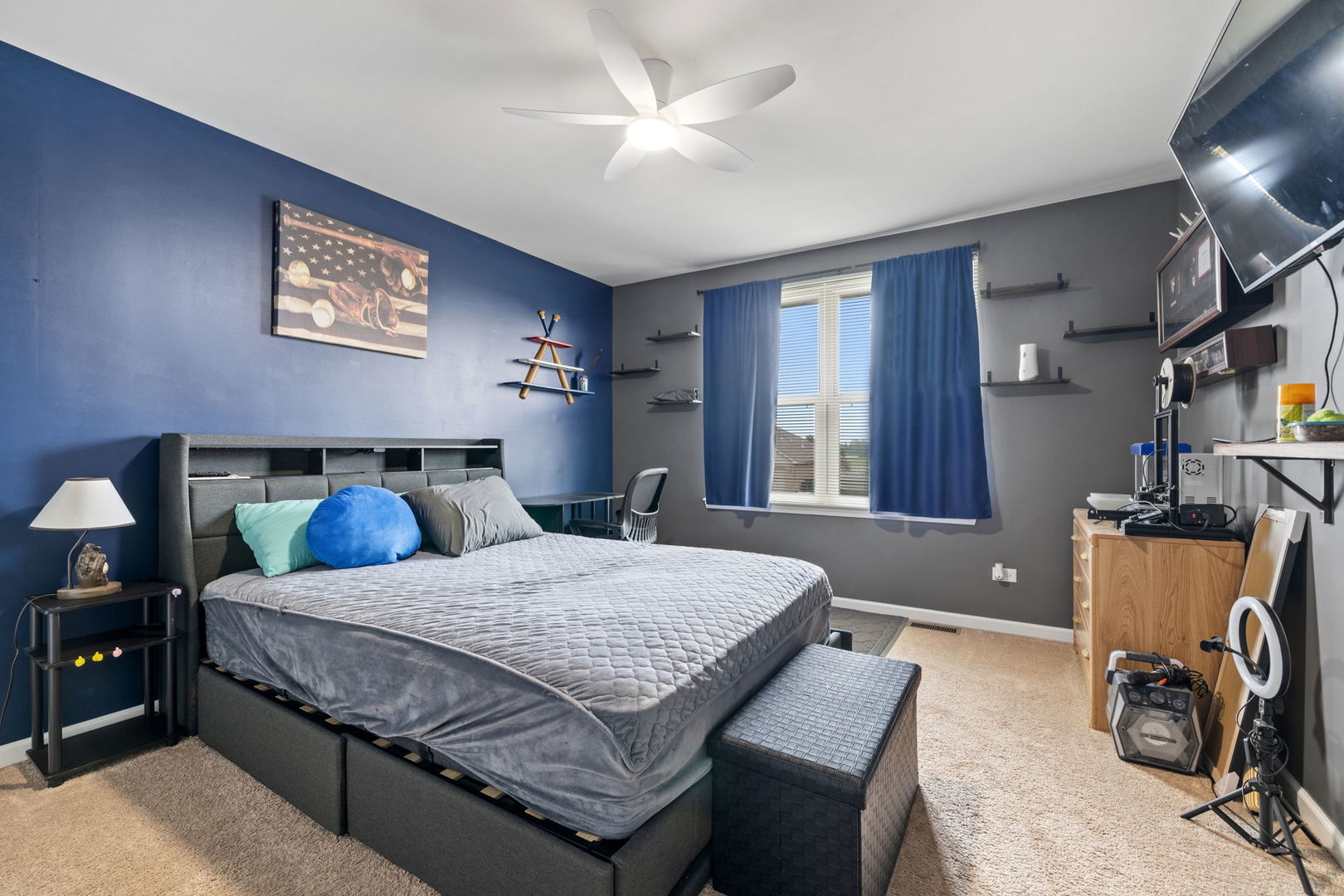 15826 Chippewa Lane Manhattan, IL 60442 - Photo 9 of 19 a bedroom with bed and a chandelier