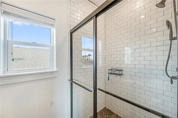 a bathroom with a bathtub