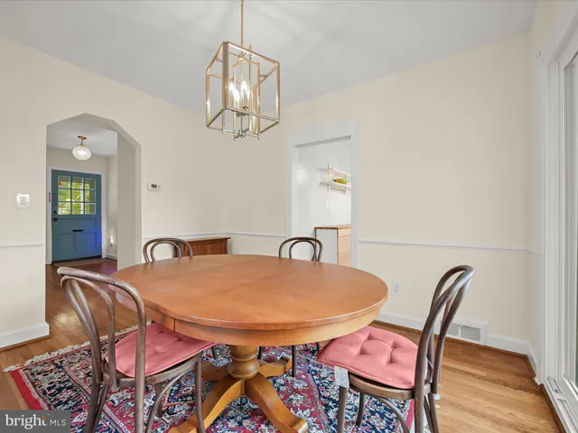 a table and chairs in a room