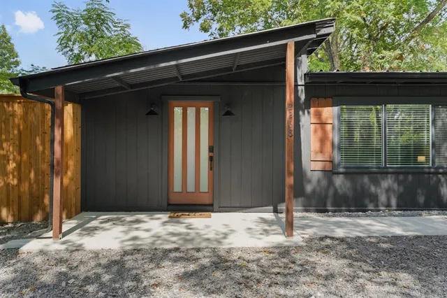 a view of wooden door