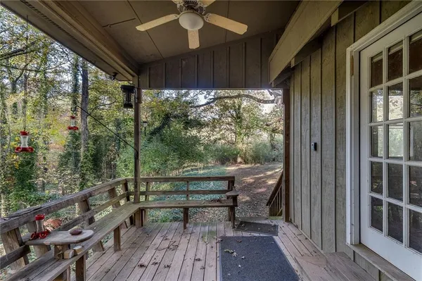 a view of a lake with a big yard