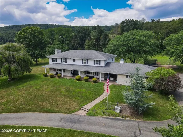 an aerial view of a house