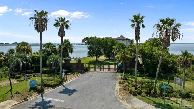 a view of a garden with a fountain