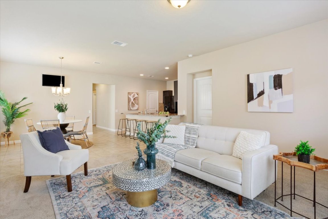 1504 Maier Drive Pflugerville, TX 78660 - Photo 2 of 31 a living room with furniture a rug and a potted plant