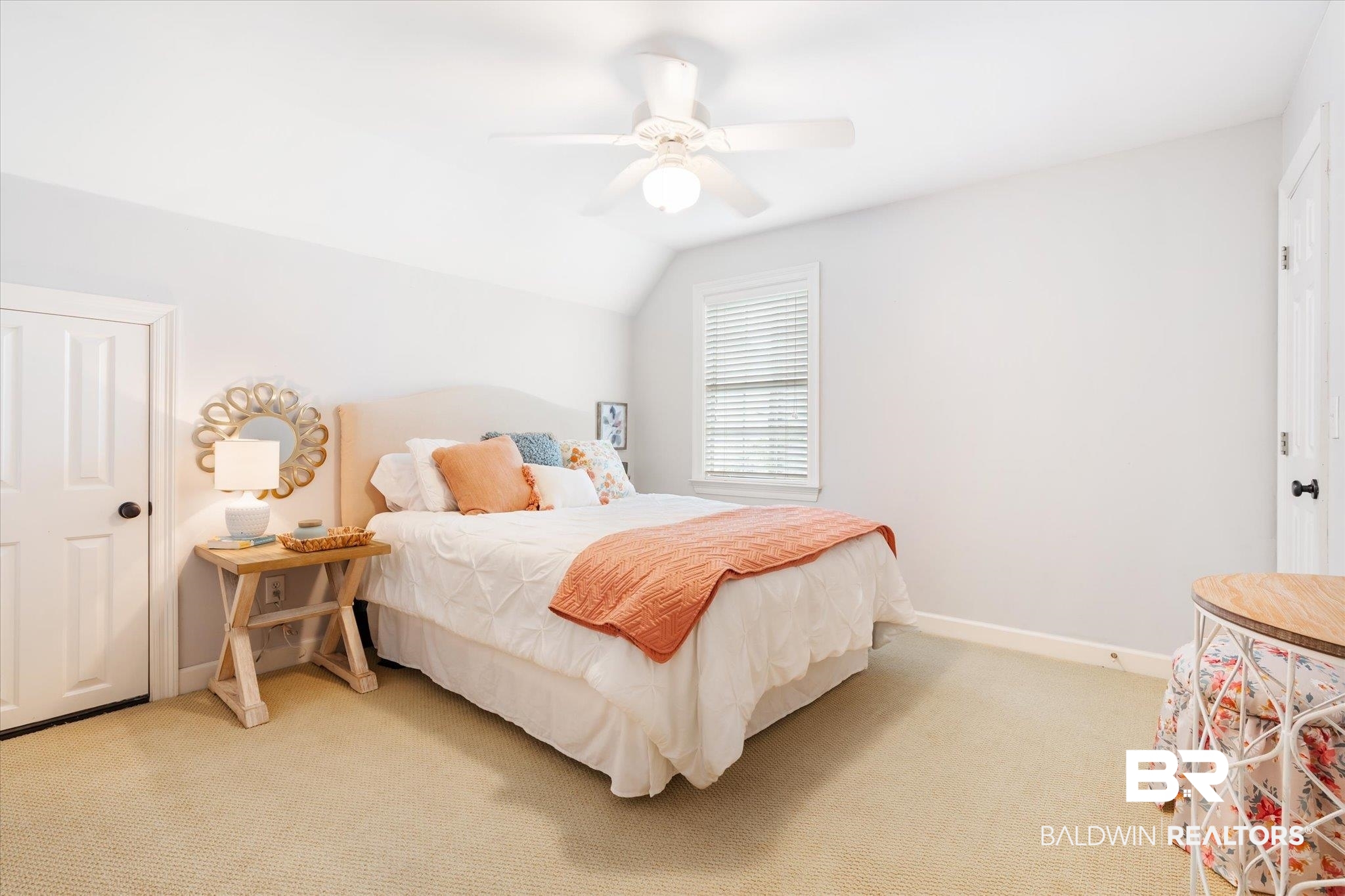 30648 Pine Court Daphne, AL 36527 - Photo 23 of 30 Bedroom with ceiling fan, vaulted ceiling, and light colored carpet