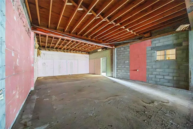 a view of a porch with seating space