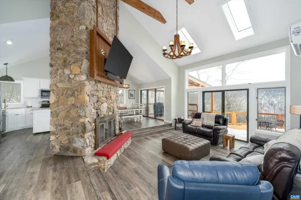 a building outdoor space with patio furniture and potted plants