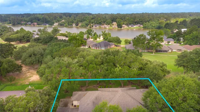 a view of a city from a yard