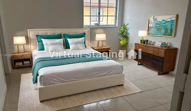 a bedroom with a bed and windows