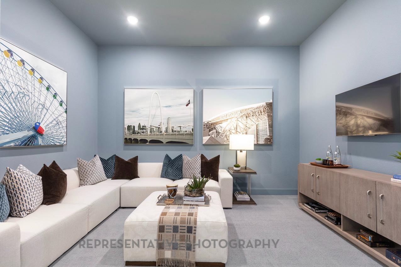 22214 Mount Whitney Road Waller, TX 77484 - Photo 46 of 50 a living room with furniture and a flat screen tv