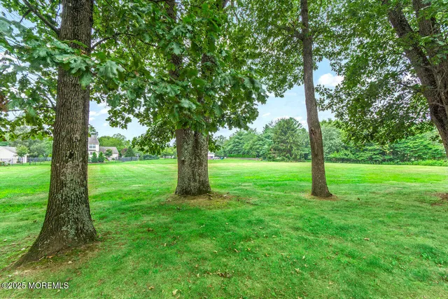 an aerial view of a houses with a yard