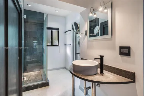 a bedroom with a bed and furniture