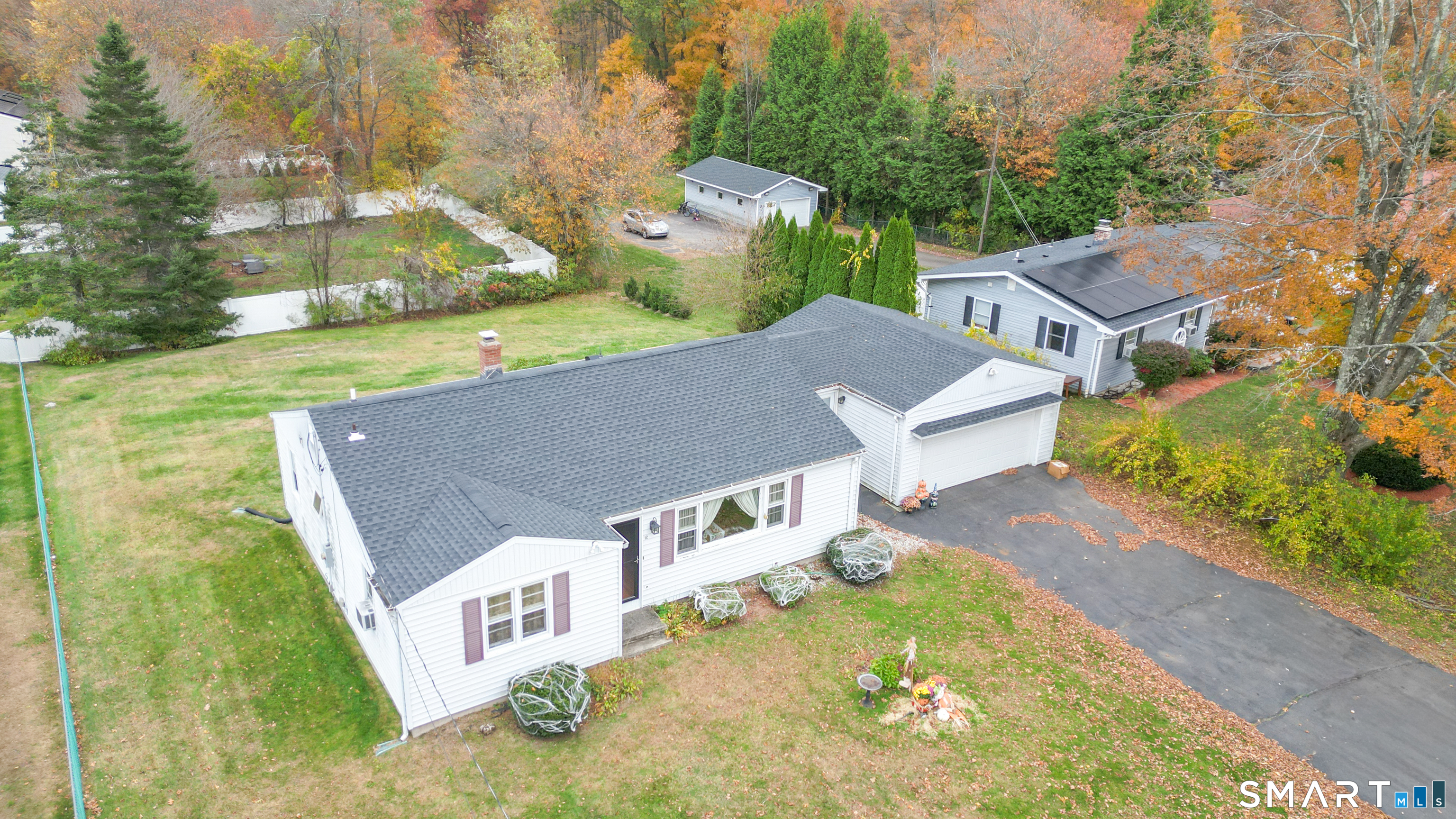 an aerial view of a house