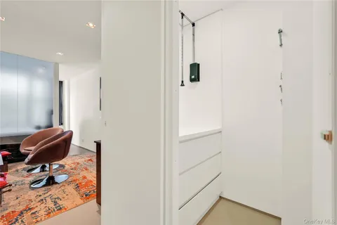 a view of a hallway with elevator