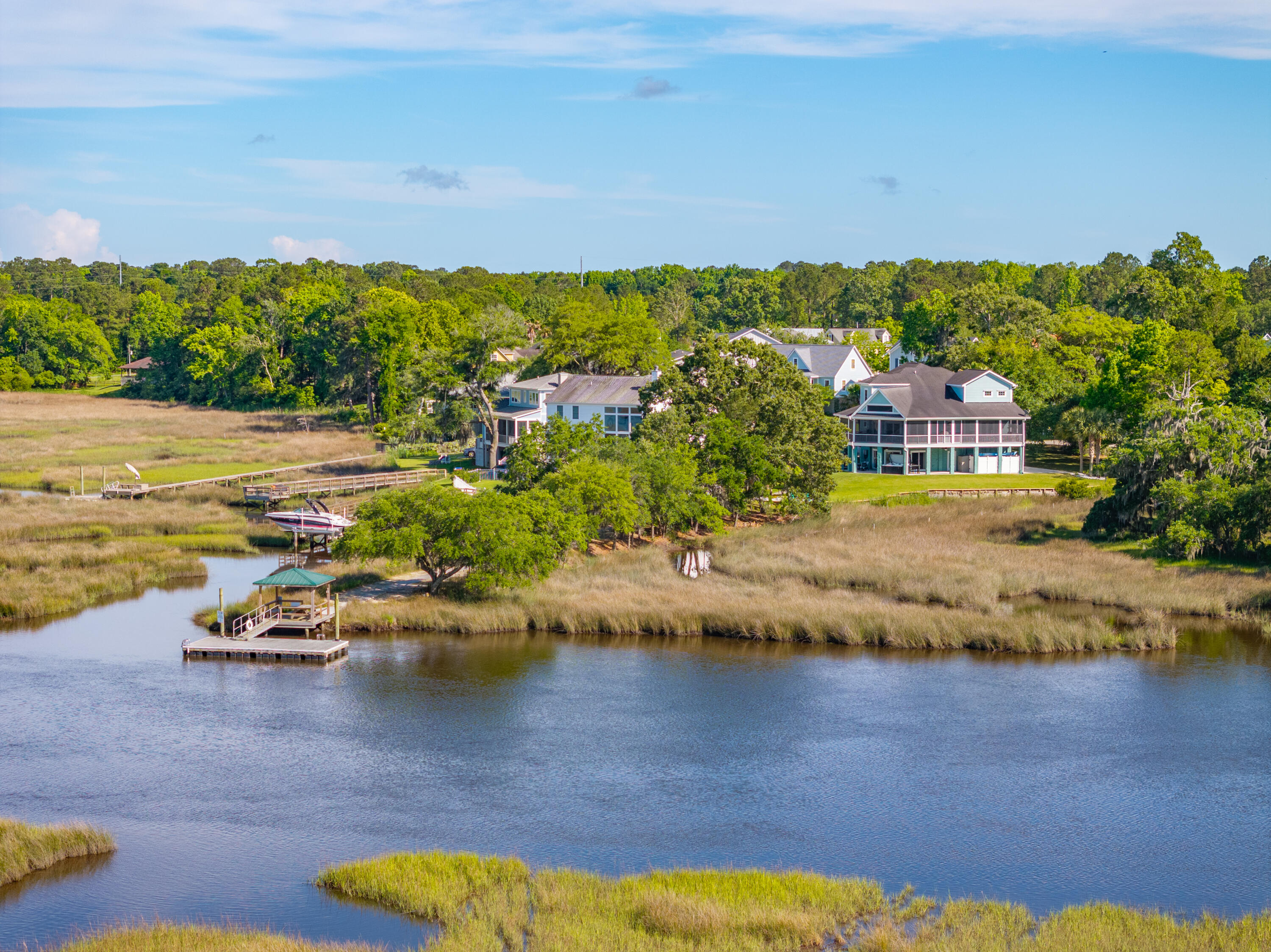 6099 Jacob's Point Boulevard Ravenel, SC 29470 - Photo 1 of 88 Aerial View from Creek to dock and home