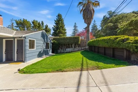 a view of a house with a backyard