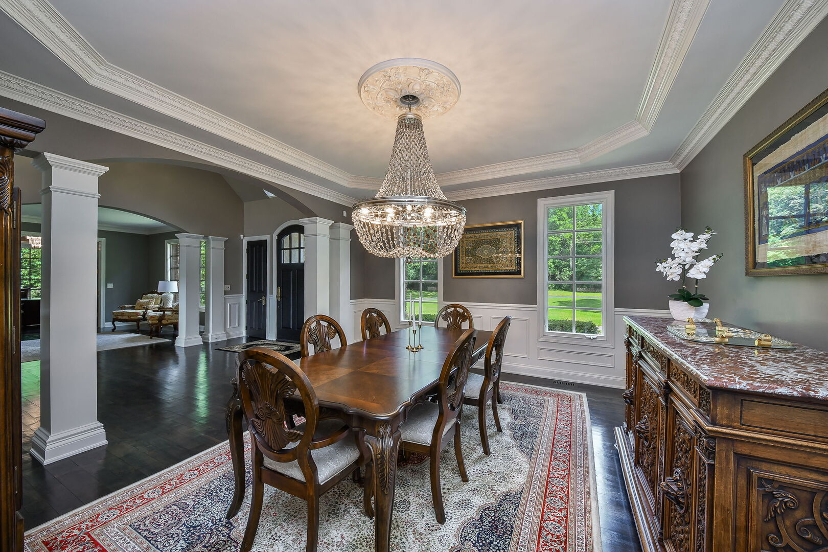 34W791 Army Trail Road Wayne, IL 60174 - Photo 8 of 65 a view of a dining room with furniture window and wooden floor