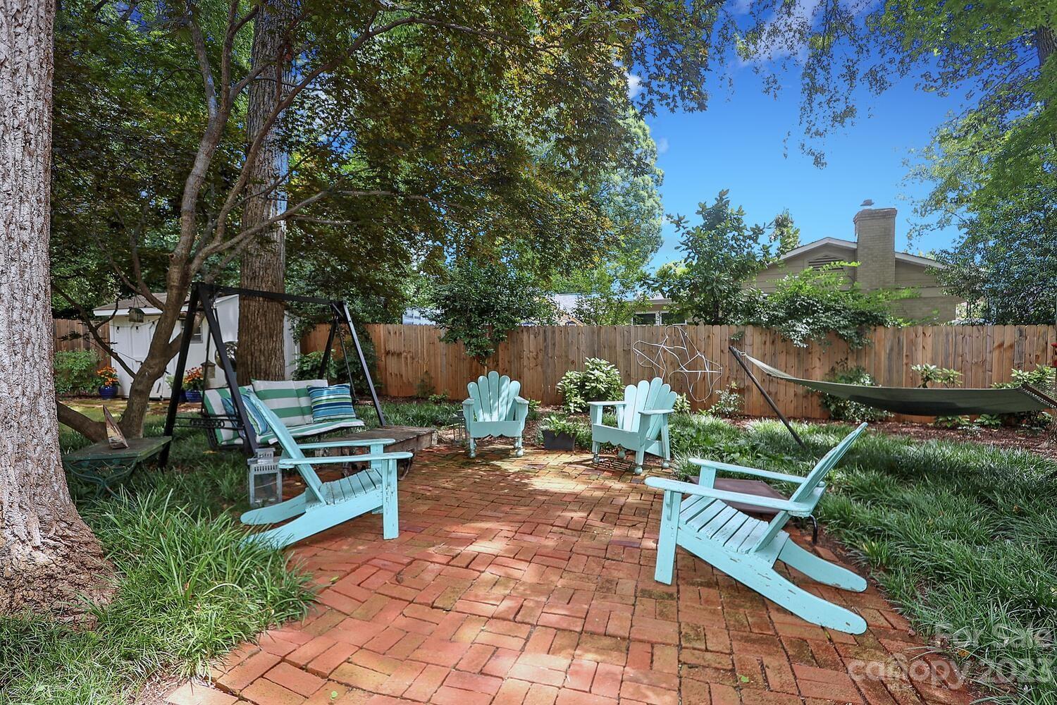 5529 Seacroft Road Charlotte, NC 28210 - Photo 13 of 14 a backyard of a house with lots of green space and fountain