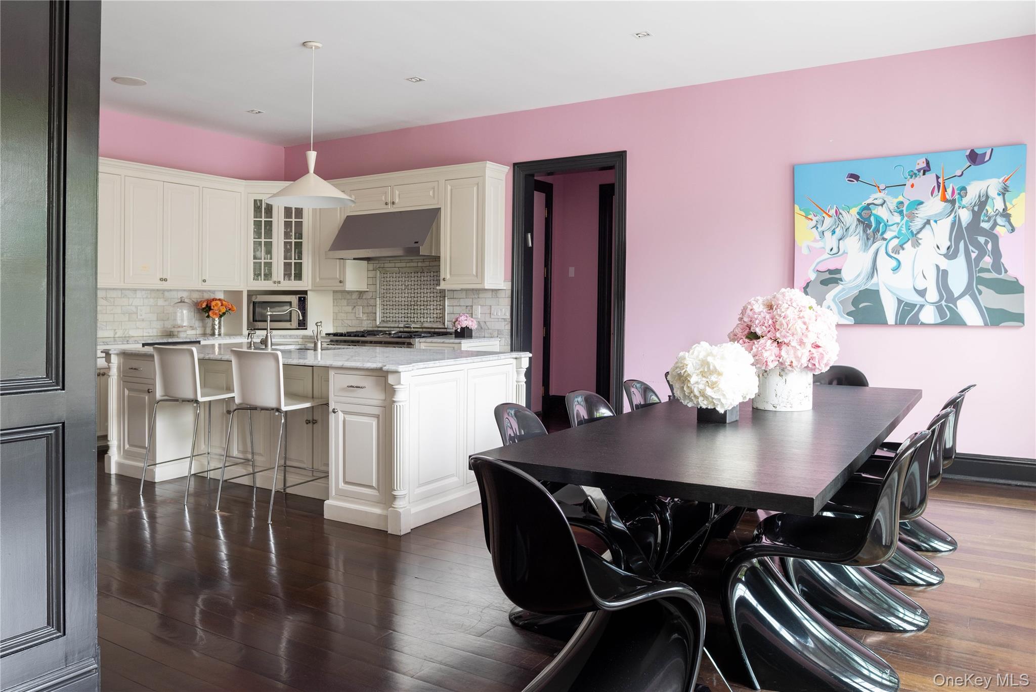 486 Middle Line Highway Bridgehampton, NY 11976 - Photo 8 of 25 a view of a dining room with furniture and wooden floor