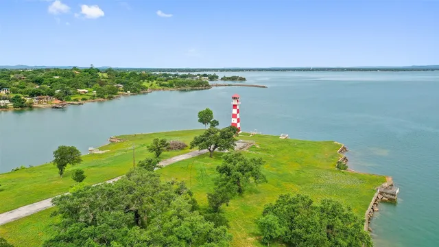 a view of a lake with a city