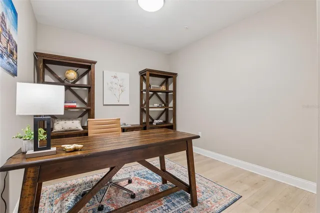 a view of a room that has a window in it