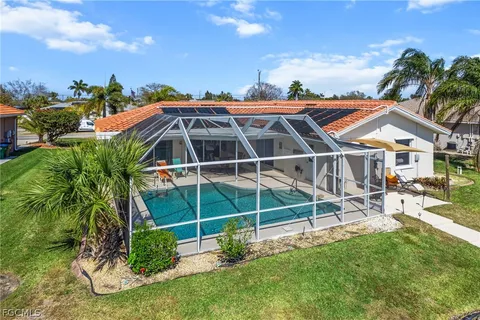 a view of a lake with a terrace