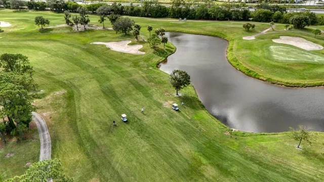 a view of a lake with a houses