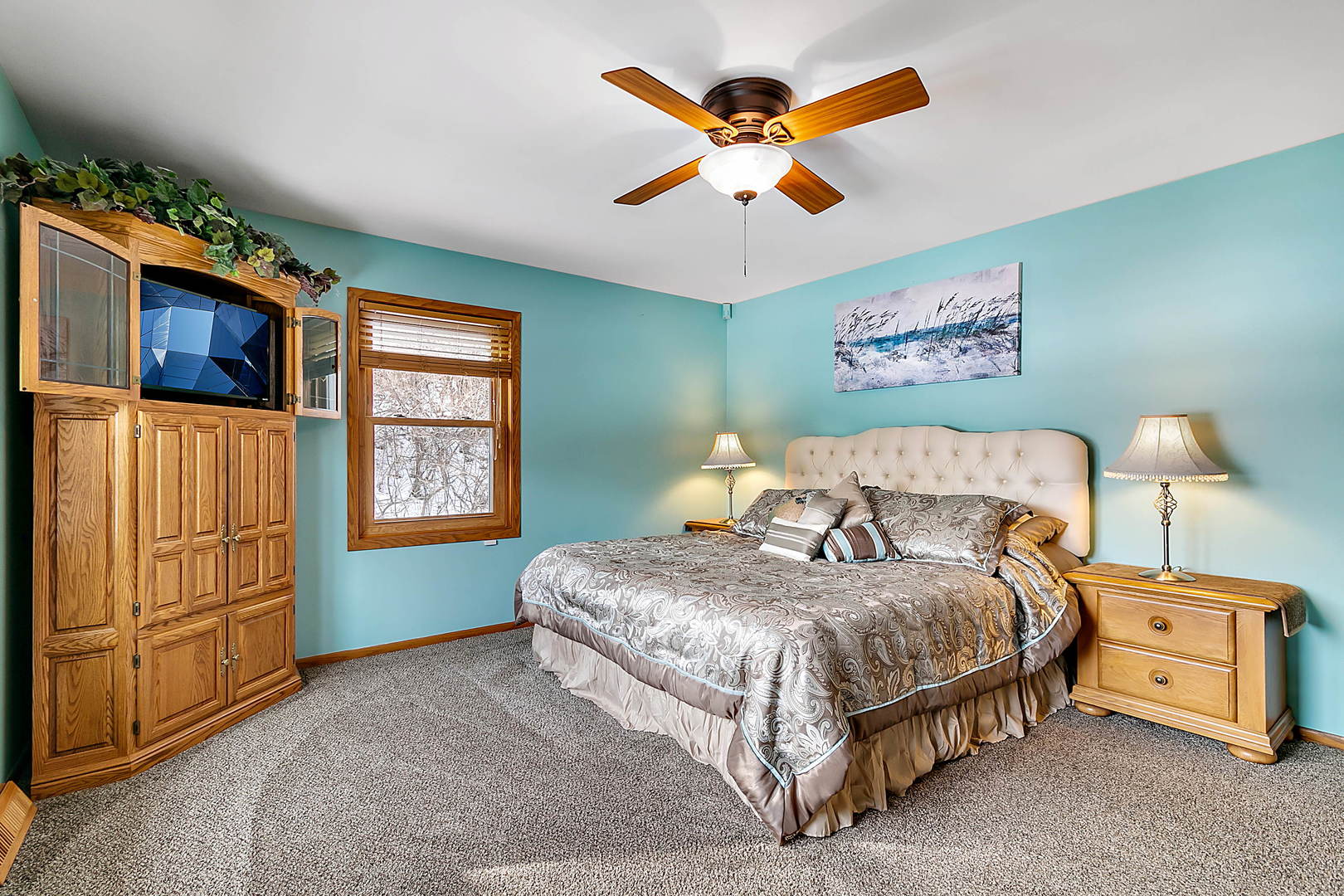 3320 North Jugtown Road Morris, IL 60450 - Photo 18 of 48 a bedroom with a bed and a chandelier