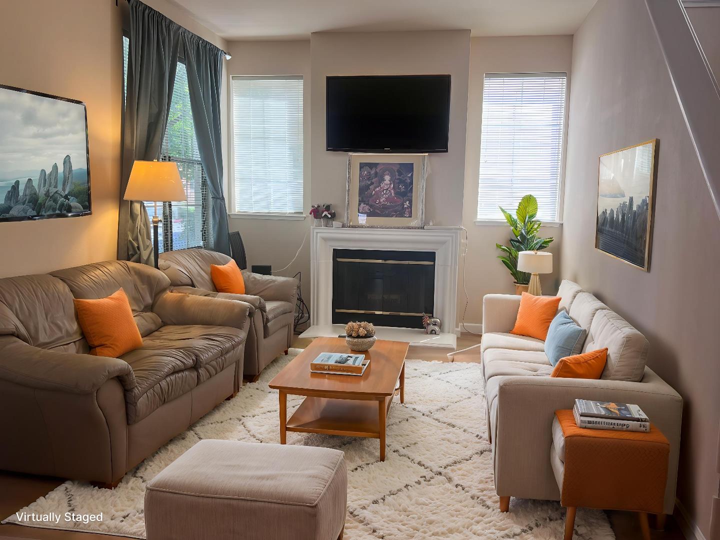110 Whits Road Mountain View, CA 94040 - Photo 2 of 33 a living room with furniture fireplace and a flat screen tv
