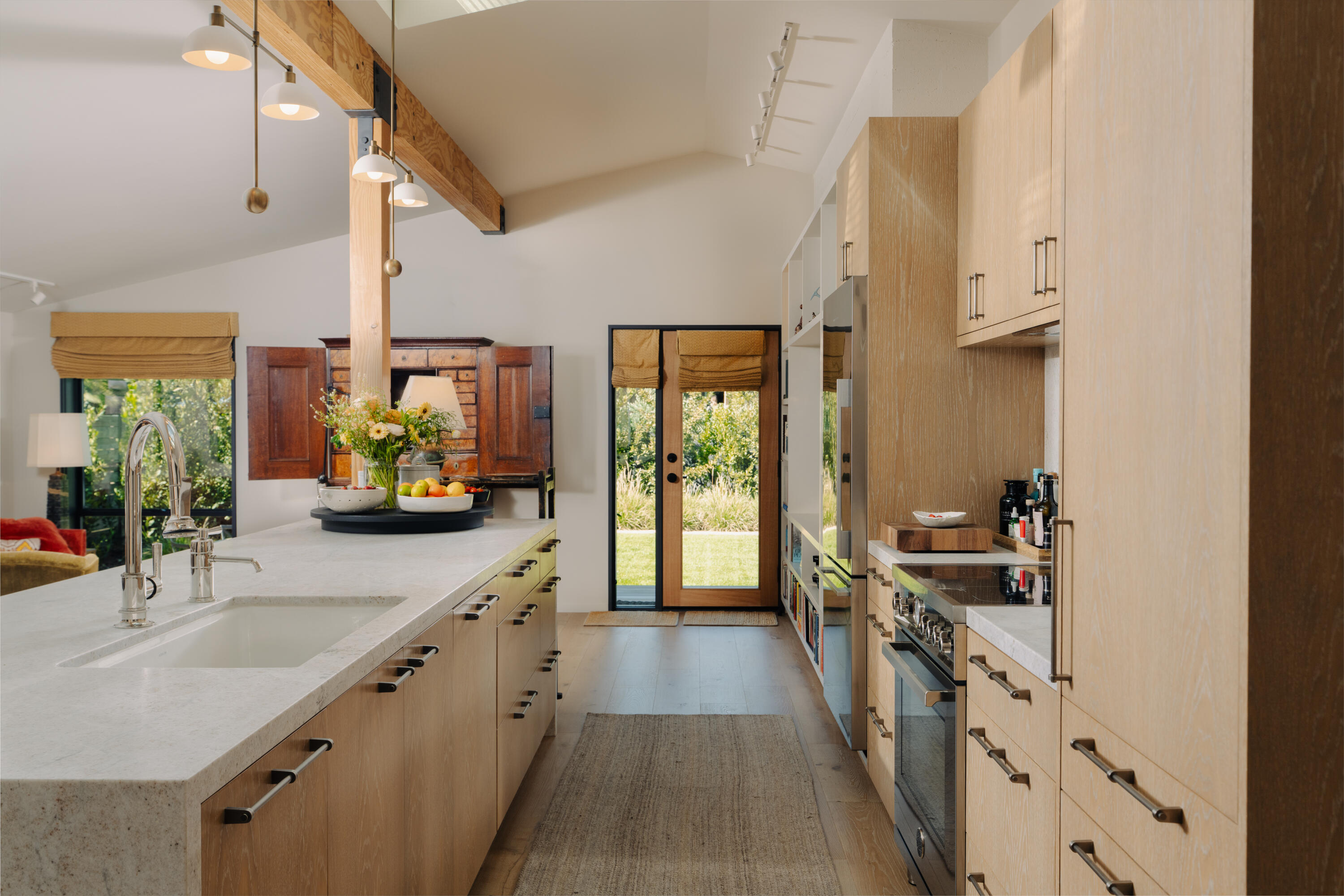 216 East Matilija Street Ojai, CA 93023 - Photo 7 of 22 a kitchen with stainless steel appliances a sink stove and cabinets