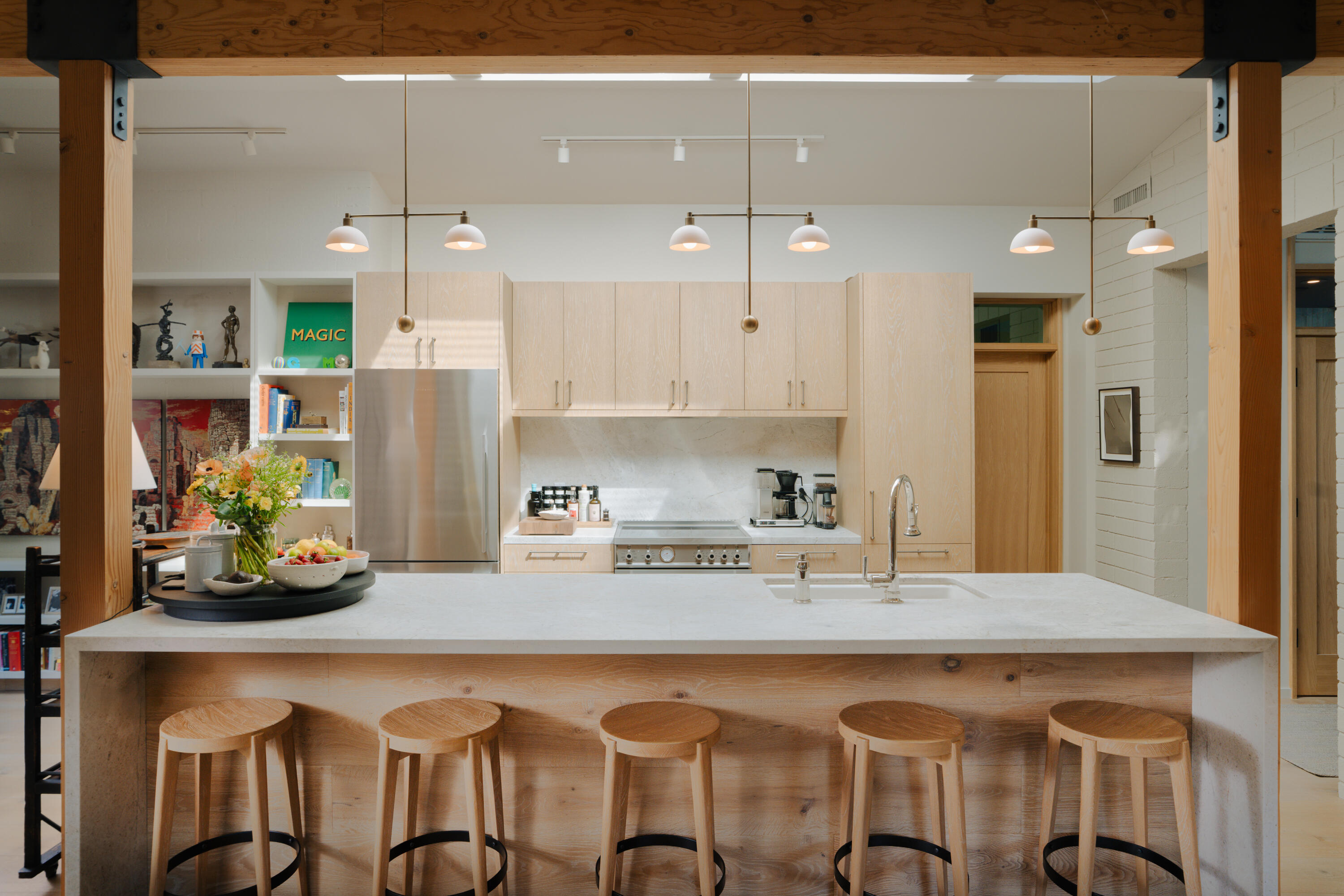 216 East Matilija Street Ojai, CA 93023 - Photo 9 of 22 a kitchen with stainless steel appliances a sink and a refrigerator