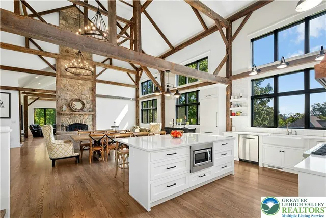 a large white room with windows