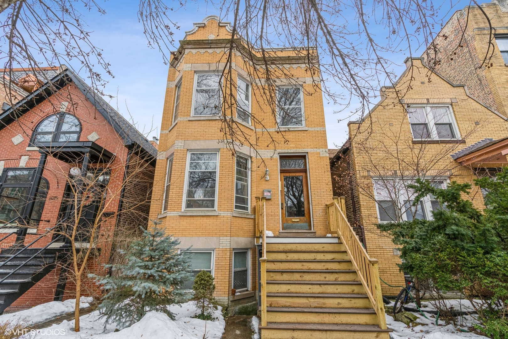 a view of a building with a window