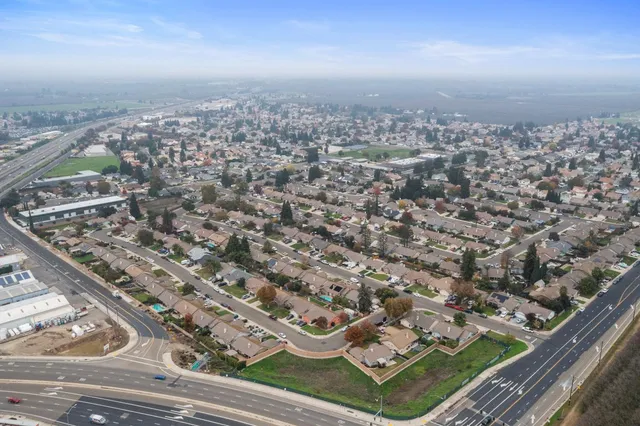 an aerial view of a large building