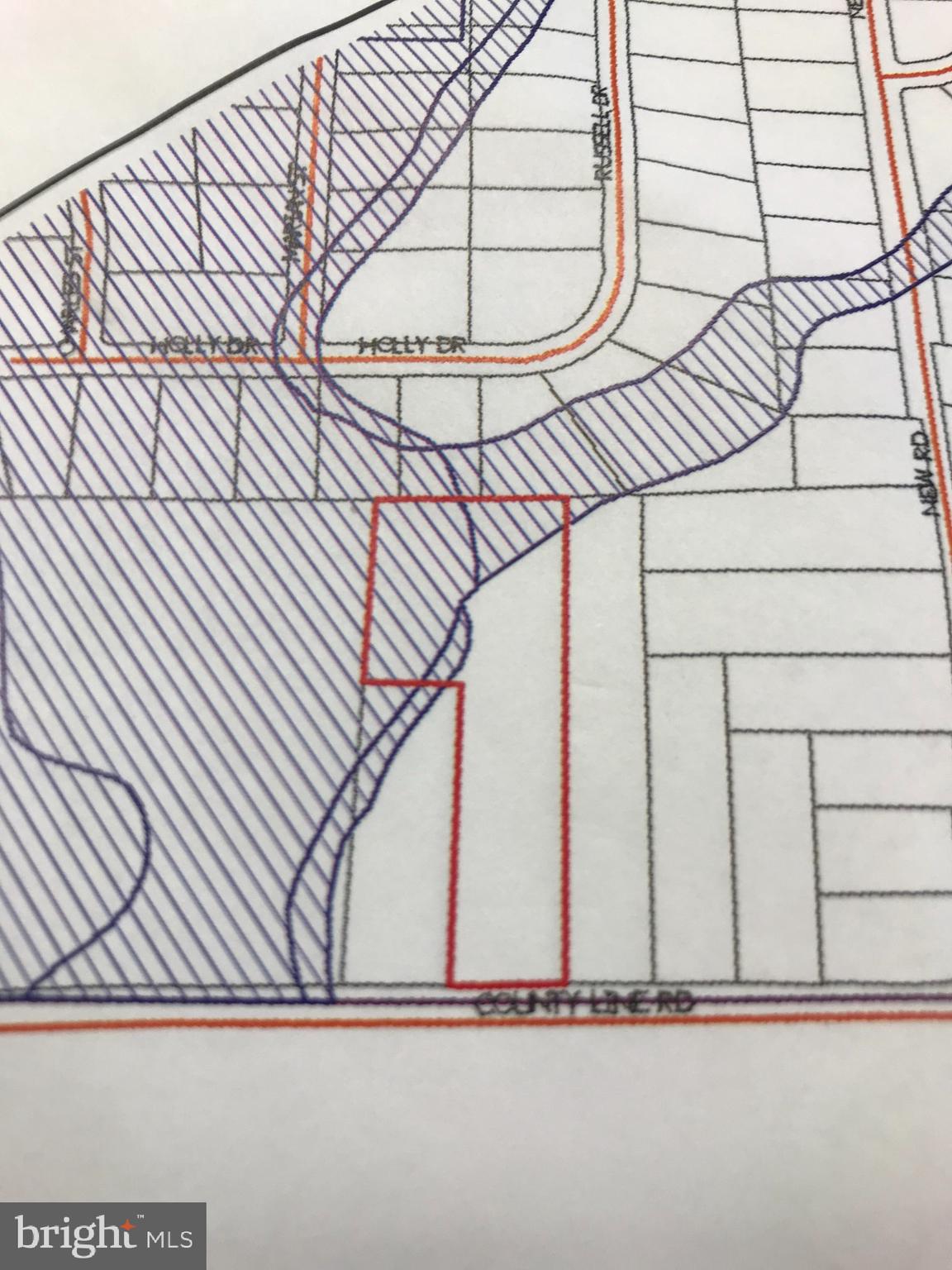 411 County Line Road Huntingdon Valley, PA 19006 - Photo 45 of 45 Orange L shape, blue lines designate flood plain