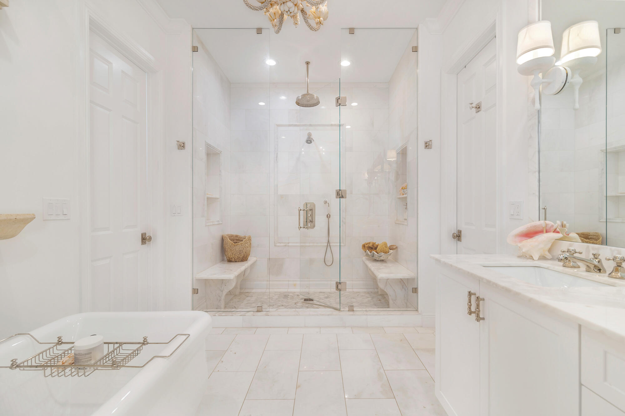 119 Alpine Road West Palm Beach, FL 33405 - Photo 17 of 30 a bathroom with a double vanity sink mirror and shower