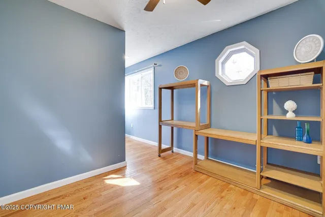 a view of dining room with wooden floor