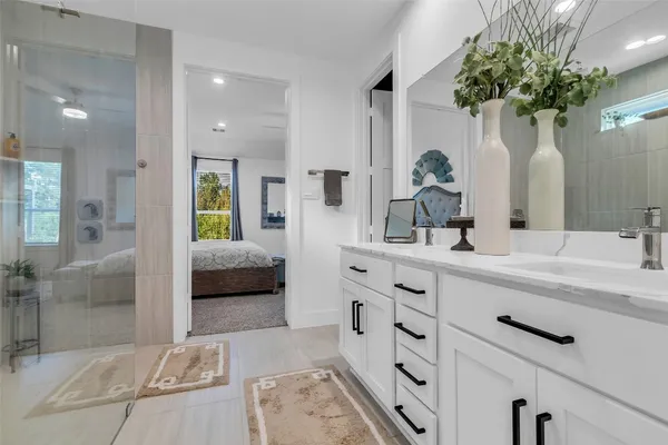 a bathroom with a shower