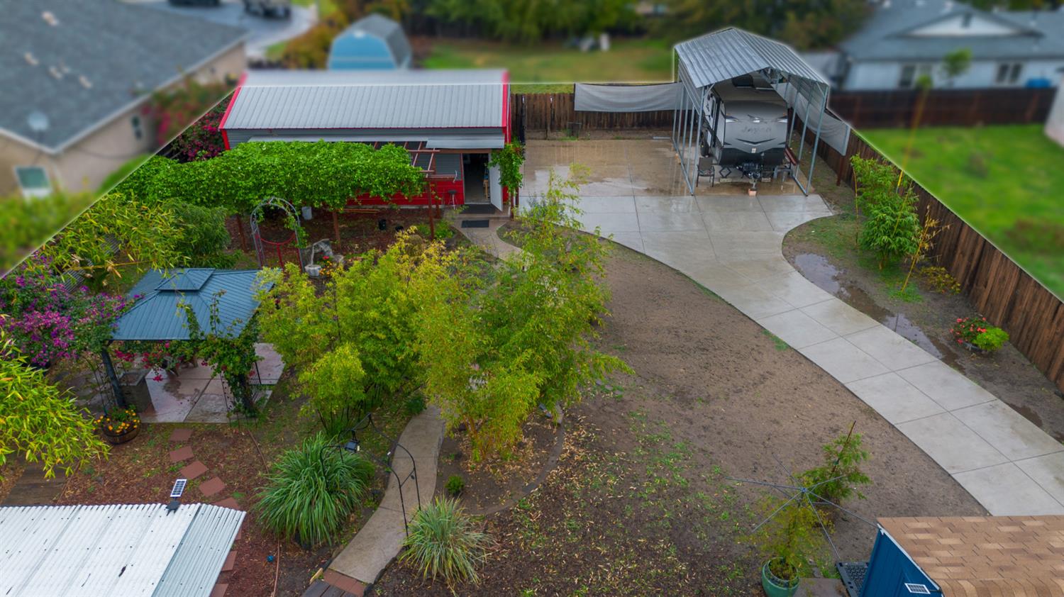 405 East Edison Street Manteca, CA 95336 - Photo 32 of 38 an aerial view of a house with a yard basket ball court and outdoor seating