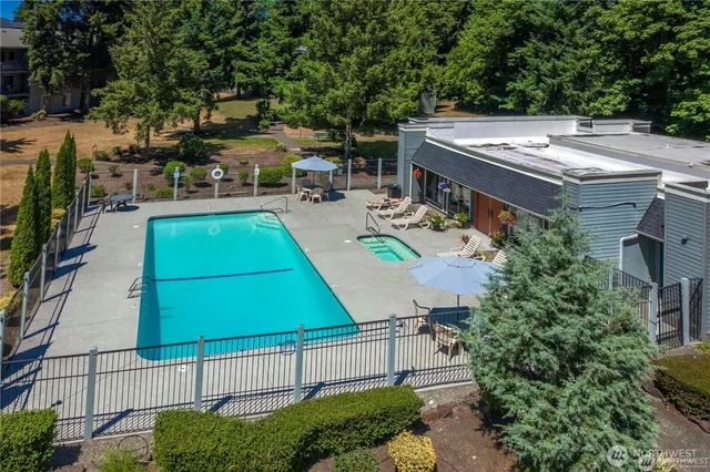 a view of a park with slide