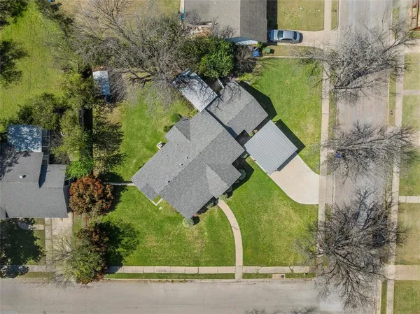 an aerial view of a house
